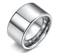 Sopodbacker Ring Bagues Bague Bijoux Femme Hommes Simple 10Mm Anneau De Visage pour Hommes Large Bague pour Homme Gros Doigt Bague Mariage 12 Silvercolor