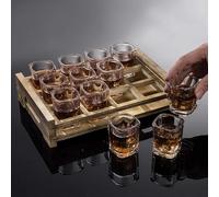 Soporte Diseño Bois Foncé 12 EmplazamientosPrésentoir Verres Alcools Carrés - | Accesorios Mesa de recepción Mesa de recepción Maison Barman Cadeau Dîner Chic Apéritif Rangement Organisateur