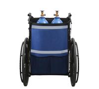 Soporte para dos botellas de oxígeno para silla de ruedas, con funda para botellas de oxígeno provista de correas ajustables y bolsillo de malla; (pack de 2, color azul)