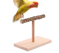Soporte para Perchas de Loros - Plataforma de Madera Duradera en forma de T, Juguete de Ejercicio de Mesa para Cacatúas | Accesorio Seguro de Escalada y Juego para Agapornis, Loros, Periquitos