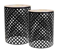 Soportes Set 2 Pzas De Mosaico Y Forja Negro