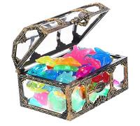 SOPOTUTU 1 Ensemble Set de Coffre Au Trésor Pirate avec Colorées Lumineuses et Plastiques Jouets de Plongée pour Fêtes Piscine Couleur Aléatoire Couleur Aléatoire