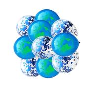 SOPOTUTU 10 Pièces Lot de Ballons Latex Motif Carte Monde Bleu Foncé et Paillettes Décoration pour Anniversaire et Fête