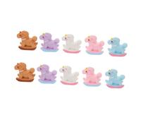 SOPOTUTU 10 Pièces Mini Rocking Horse Figurine Set Macaron Color Resin Horse Decor for Dollhouse Birthday Party Christmas Ornaments Cute Desktop Accessories