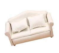 SOPOTUTU 12 Blanc en Tissu pour Maison de Poupée, Canapé Deux Places, Accessoire de Maison Miniature, Meuble Décoratif pour Mini-Maison, Figurine Canapé pour Poupée