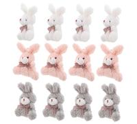 SOPOTUTU 12 pièces Lot de Porte Clés Peluche Lapin Assis avec Nœud Mini Pendentifs Doux pour Sac Fête Accessoires Décoratifs Colorés Couleur Aléatoire Couleur Aléatoire
