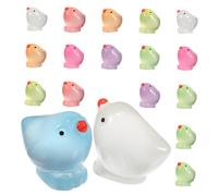 SOPOTUTU 18 pcs Figurines Mini Poulets Résine Lumineuses Lot Multicolores Décorations Mignonnes Phosphorescentes pour Maison Fête Bureau