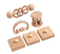 SOPOTUTU 1ensemble Jouets Éducatifs Bois Pour Bébés Hochets Géométriques Montessori Pour Développement Sensoriel Préhension Pour Garçons Et Filles Hêtre Naturel