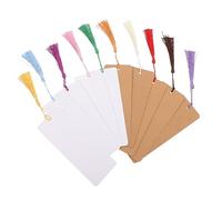 SOPOTUTU 2 ensembles Marque Pages DIY Papier Blanc et Kraft avec Pompons pour Décoration Lecture et Création Personnalisée