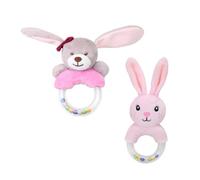 SOPOTUTU 2 pièces Anneaux de Main pour Garçon Fille Peluche Animale Hochets Doux pour Éveil Sensoriel Jouets Portables pour Garçons et Filles pour Dentition et Coordination Main Œil