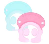 SOPOTUTU 2 Pièces Bonnet de Garçon Fille Silicone Réglable Chapeau Bain Garçon Fille Protecteur Yeux et Oreilles Casquette Shampooing Bleu et Rose