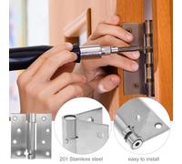 SOPOTUTU 2 pièces Charnières à Ressort Inoxydables Charnières de Porte Auto-fermantes Réglables Paumelles Doubles Action pour Portes Intérieures et Garage Fermeture Automatique Pratique