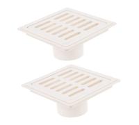SOPOTUTU 2 pièces Couvercle de Drain de Sol Carré Amovible Filtre Drain Intérieur PVC et Facile à Nettoyer pour Jardin Balcon et Sous-sol