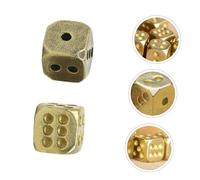 SOPOTUTU 2 pièces Dés de Jeu Cuivre Pur Finition Laiton Ancien Dés de Club pour Jeux de Rôle Accessoires de Table Élégants et Brillants