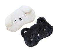 SOPOTUTU 2 pièces Masque de Sommeil Doux et pour Confortable et Occultant Design Animal Cartoon Noir et Blanc Bande Élastique Ajustable pour Nuit Paisible