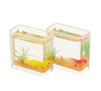 SOPOTUTU 2 Pièces Miniature Aquarium Résine Décor Réaliste pour Maison de Poupée Petit Bocal Carré pour Poissons Rouges Accessoire de Bureau et Projet Créatif