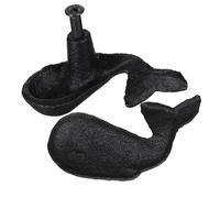 SOPOTUTU 2 Pièces Poignées de Porte et Tiroir Fonte Noire Motif Poignées Nautiques Résistantes et Décoratives pour Placard et Commode Design Baleine pour Chambre Garçon Fille et Maison