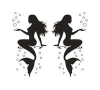 SOPOTUTU 2 pièces Stickers Muraux Sirène Amovibles PVC Décoration Murale Créative pour Salle de Bain et Chambre