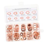 SOPOTUTU 200 pièces Lot de Rondelles Cuivre Assortiment pour Joint Étanchéité Rondelles Plates pour Bouchons Huile Raccords Hydraulique et Carburant Ensemble avec Boîte de Rangement