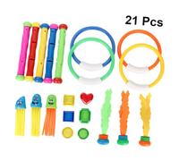 SOPOTUTU 21 pièces Jeu de Jouets Plongée pour Piscine Garçon Fille Anneaux et Bâtons de Plongée Colorés Encouragent Les Débutants à Plonger Plastique Sûr pour Jeux Couleur Aléatoire