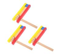 SOPOTUTU 3 pièces Castagnettes Bois à Manche Long pour Garçon Fille Instrument de Percussion Éducatif Musical Bois pour Rythme et Coordination