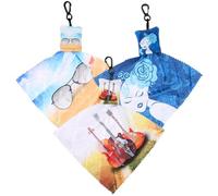 SOPOTUTU 3 pièces Chiffons de Nettoyage pour Lunettes Porte-clé avec Cordon Lingettes Réutilisables Double-face pour Écrans Verres et Surfaces Accessoire Léger et Portable