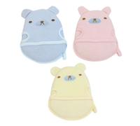 SOPOTUTU 3 pièces Gants de Bain Garçon Fille Cartoon pour Garçon Fille Doux et Durables Gants de Animaux Colorés Jaune Bleu Rose