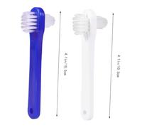 SOPOTUTU 4 pièces Brosse Dentier Double Tête Nettoyeur Prothèse Dentaire avec Poils Nylon Résistants Brosse Multi-touffes pour Nettoyage Profondeur Manche Antidérapant Portable Blanches