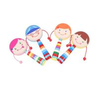 SOPOTUTU 4 pièces Jouets Bois pour Garçon Fille Hochet Cartoon à Secouer Rattle Main Bois Jouets Éveil pour Garçon Fille Surface Lisse et Résistante