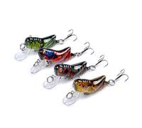 SOPOTUTU 4 pièces Leurres de Plastique Réalistes Appâts Durs Imitation Insecte Triple Hameçon Accessoires pour Carpe et Poisson Carnassier