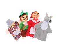 SOPOTUTU 4 pièces Marionnettes à Doigts Bois Animaux Jouets Heure Conte pour Garçon Fille Garçons et Filles Poupées Ludiques pour Interaction Parent-garçon Fille