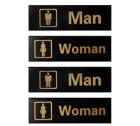 SOPOTUTU 4 Pièces Panneau des Toilettes Autocollant en Acrylique Noir, Surface Facile à Nettoyer, Lisibilité Optimale, Design Moderne et Simple, pour Hôtels et Lieux Fréquentés