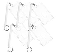 SOPOTUTU 5 ensembles Transparent Id Card Sleeve With Wrist Band Reusable Badge Protector For Staff Students Nurses Secure Name Tag Holder For Bus Credit Business Cards