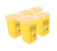 SOPOTUTU 5 Pièces Conteneur Objets Tranchants Jaune Boîte Multifonction pour Déchets de Lames et Aiguilles Poubelle Sécurisée pour Salons de Coiffure et Usage Domestique