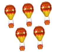 SOPOTUTU 5 Pièces Montgolfière Ballon Gonflable En Aluminium Accessoire De Festival Décorations De Ballons D'anniversaire Suspendu Montgolonne Film D'aluminium Orange