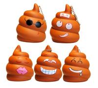 SOPOTUTU 5 Pièces Porte Clés Imitation Caca PVC Décompression et Accessoire Suspendu pour Clés Sacs et Voitures Style Mixte