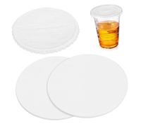 SOPOTUTU 50 Pièces Lot de Couvercles Papier Débordement Film Étanche pour Gobelets Protection Boissons pour Café Thé et Autres Usage Domestique et Commercial