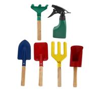 SOPOTUTU 6 pièces Kit Outils Jardinage Garçon Fille Métal et Bois Pelle Râteau Truelle Arrosoir pour Jeux Extérieurs Activités Manuelles et Apprentissage Jardinage Couleur Aléatoire
