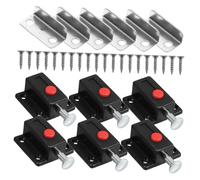 SOPOTUTU 6 pièces Loquet à Ressort Noir pour Meuble Verrou à Bouton Poussoir Automatique Targette Coulissante Robuste pour Portes Armoire et Placards Accessoires de Quincaillerie