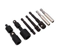 SOPOTUTU Adaptateur de Douille Hexagonal 9 Pièces en Acier, Rallonge et Embouts Carrés pour Perceuse Électrique, Kit de Tournevis à Percussion, Accessoire Outil Pratique et Robuste