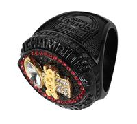 SOPOTUTU Bague de Championnat Sportif en Acier Noir 11 Taille Diamant Rouge 2026, Anneau Trophée du Vainqueur Ligue, Bijou du Supporter de Football Fantastique
