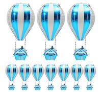 SOPOTUTU Ballons Montgolfière en Aluminium 4D Bleu 10 Pièces - Décoration Anniversaire Garçon et Filles Fête Thème Avion Ballons Résistants pour Shower et Événement Festif