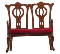 SOPOTUTU Bois et Peluche Style Vintage Européen Mobilier de Maison de Poupée Salon Chaise Double Résistante pour Accessoires Maison Miniature