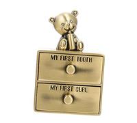 SOPOTUTU Boîte à Dents de Lait Garçon Fille avec Deux et Motif Ours Organisateur de Souvenirs pour Garçon Fille Cadeau pour Baptême et Anniversaire Rangement pour Dents et Cheveux de