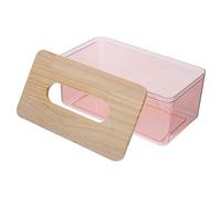 SOPOTUTU Boîte à Mouchoirs Rectangulaire Transparente avec Couvercle en Bois Support Multifonctionnel pour Petits Mouchoirs Boîte de Rangement Moderne Résistante à Eau pour Bureau et