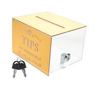 SOPOTUTU Boîte à Suggestions D'argenté Acrylique Transparente avec Serrure Sécurisée, Capacité Moyenne, Boîte à Dons Multifonctionnelle pour Restaurant, Bar Et Collecte De Pourboires