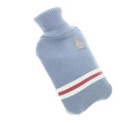 SOPOTUTU Bouillotte D’hiver 1000 Ml avec Housse Tricotée Amovible Bleu Ciel et Blanc, Grosse Bouillotte Portable pour Compresses Chaudes, Chauffe-mains et Pieds, pour Soulager Douleurs