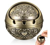 SOPOTUTU Cendrier Marocain Grand Modele, Petit Cendrier en Métal Rond avec | Alliage de Zinc, Style Vintage Décoratif, pour Cigarettes et Cigares, Bureau, Balcon