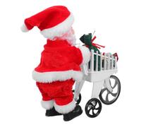 SOPOTUTU Chariot de Courses Père Noël Musical avec Figurine Animée en Peluche Douce, Petit Chariot Interactif pour Présents de Fête D’Hiver et Décoration de Noël, sans Pile, Plastique Sûr
