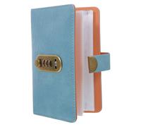 SOPOTUTU Classeur à Cadenas pour Économies avec Mot de Passe, Carnet de Dépôt D'argenté en Polyuréthane Motif Crocodile, Format 17,5 X 11 Cm, Couleur Bleu Lac, Organiseur Sécurisé